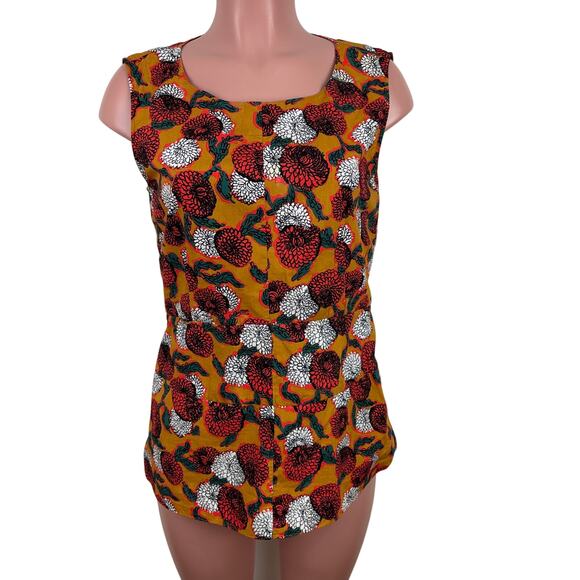MARNI Floral Printed Peplum Blouse IT 44/ US 8 Cotton Sleeveless preppy career - Picture 2 of 10